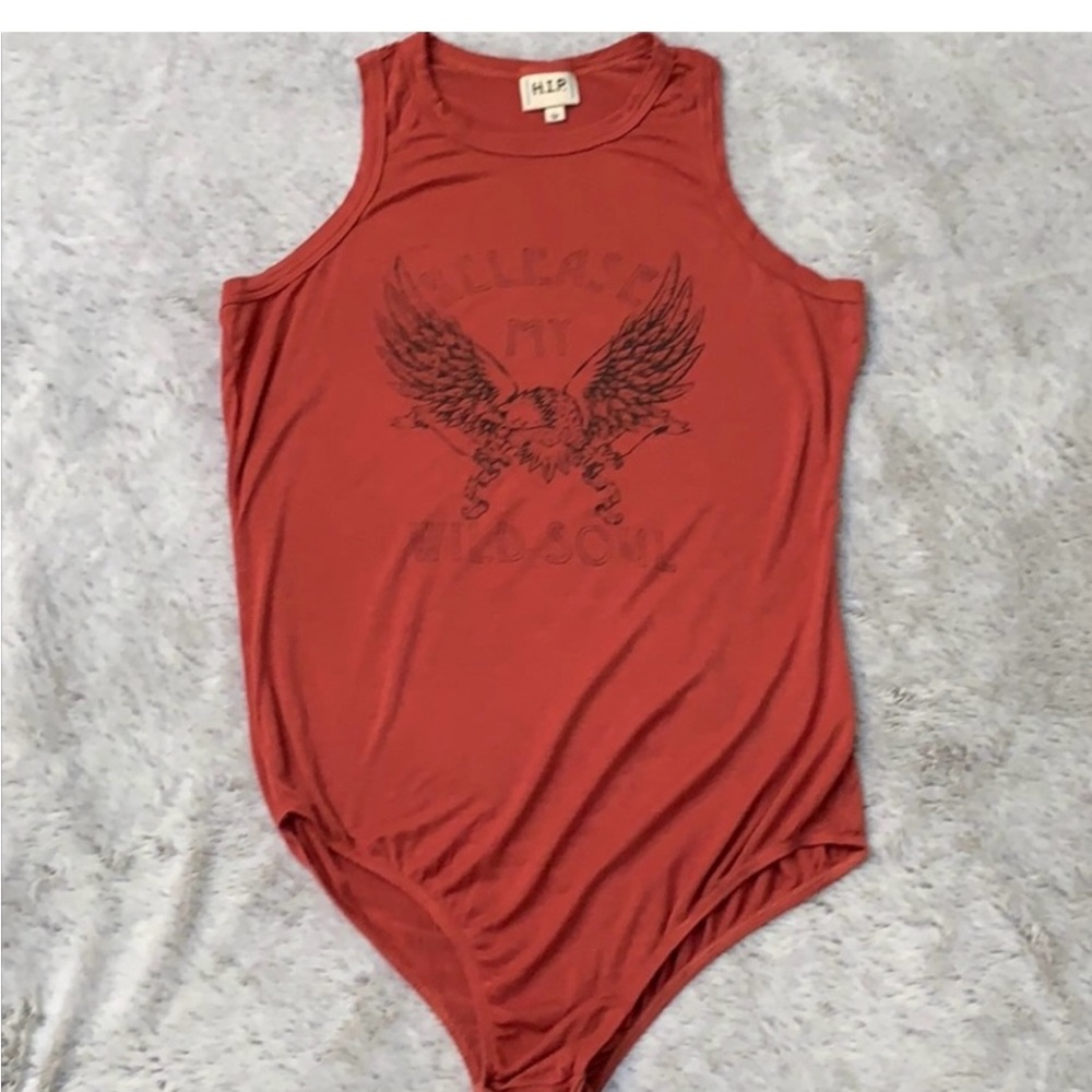 H.I.P. Bodysuit Tank Large Red Eagle Graphic Wild Soul